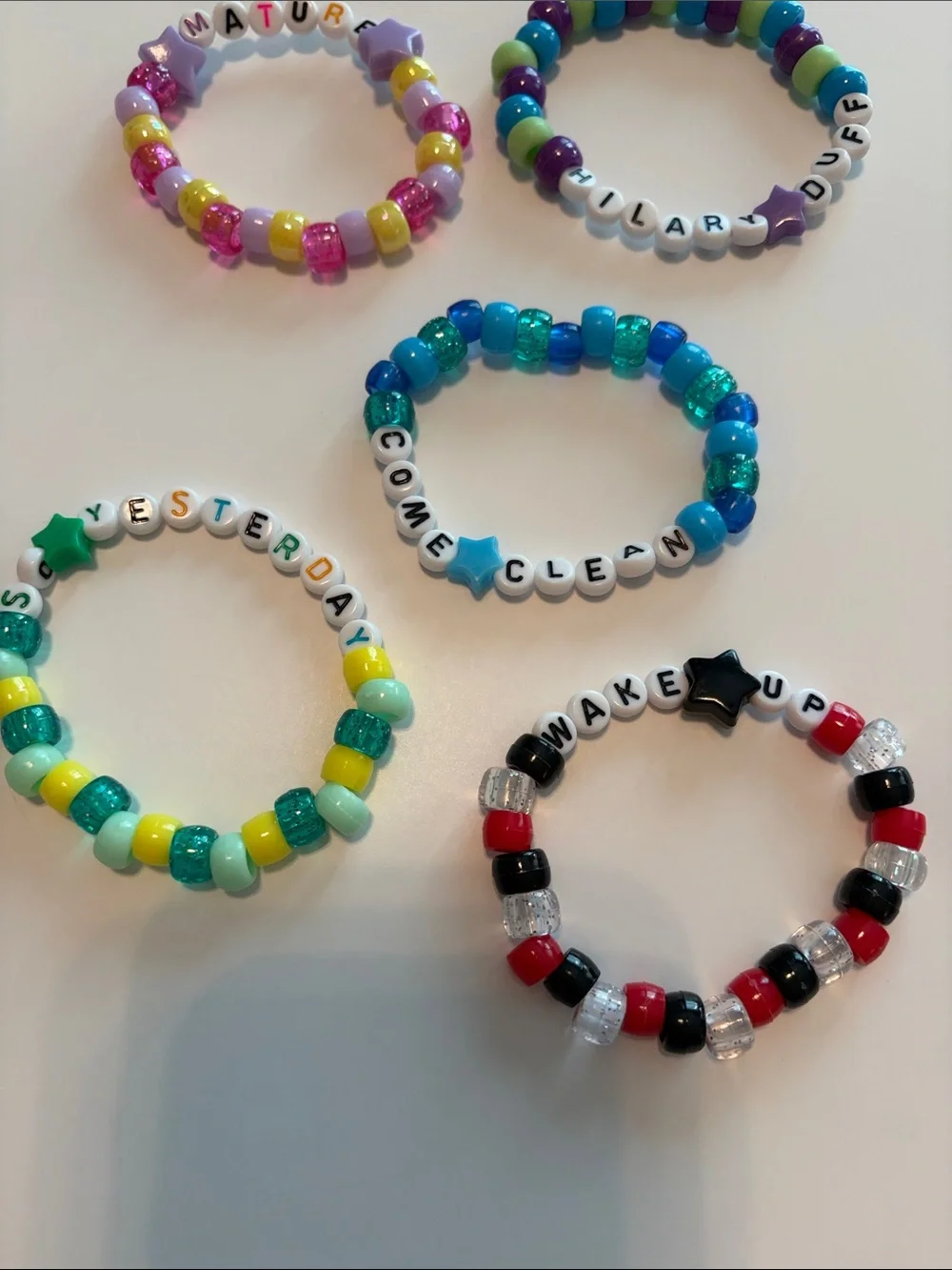 Kids Hilary Duff Lucky Me Tour Beaded Letter Bracelets